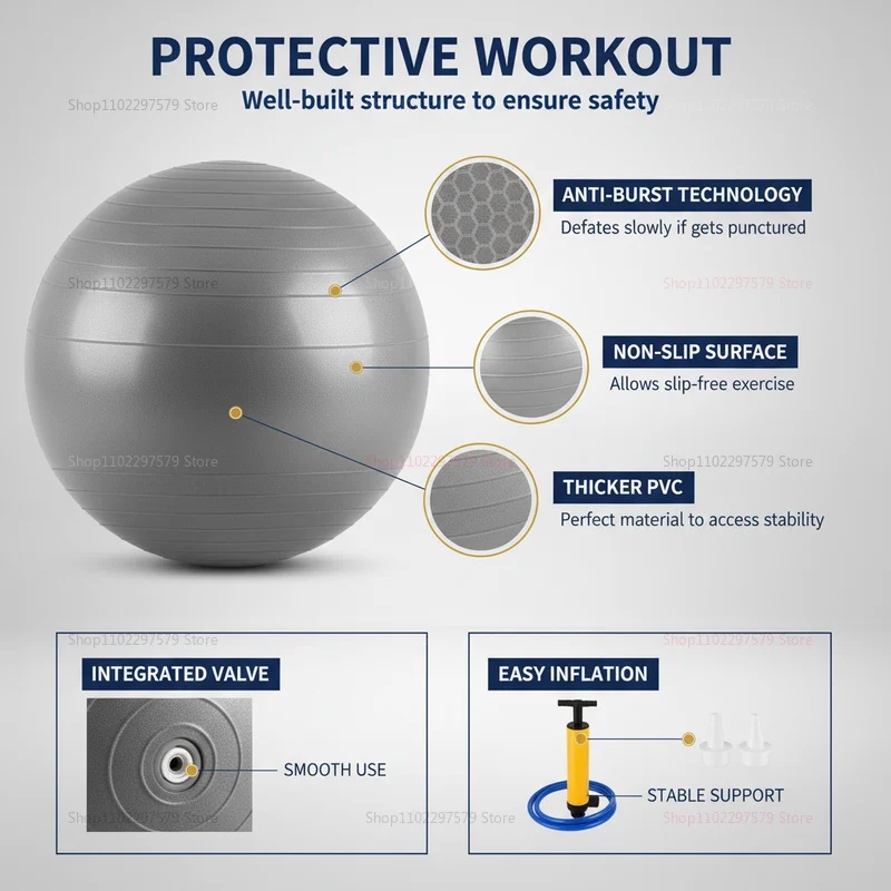 Anti-Burst Yoga Ball with Pump - огляд і ціна Pilates Yoga Shoes