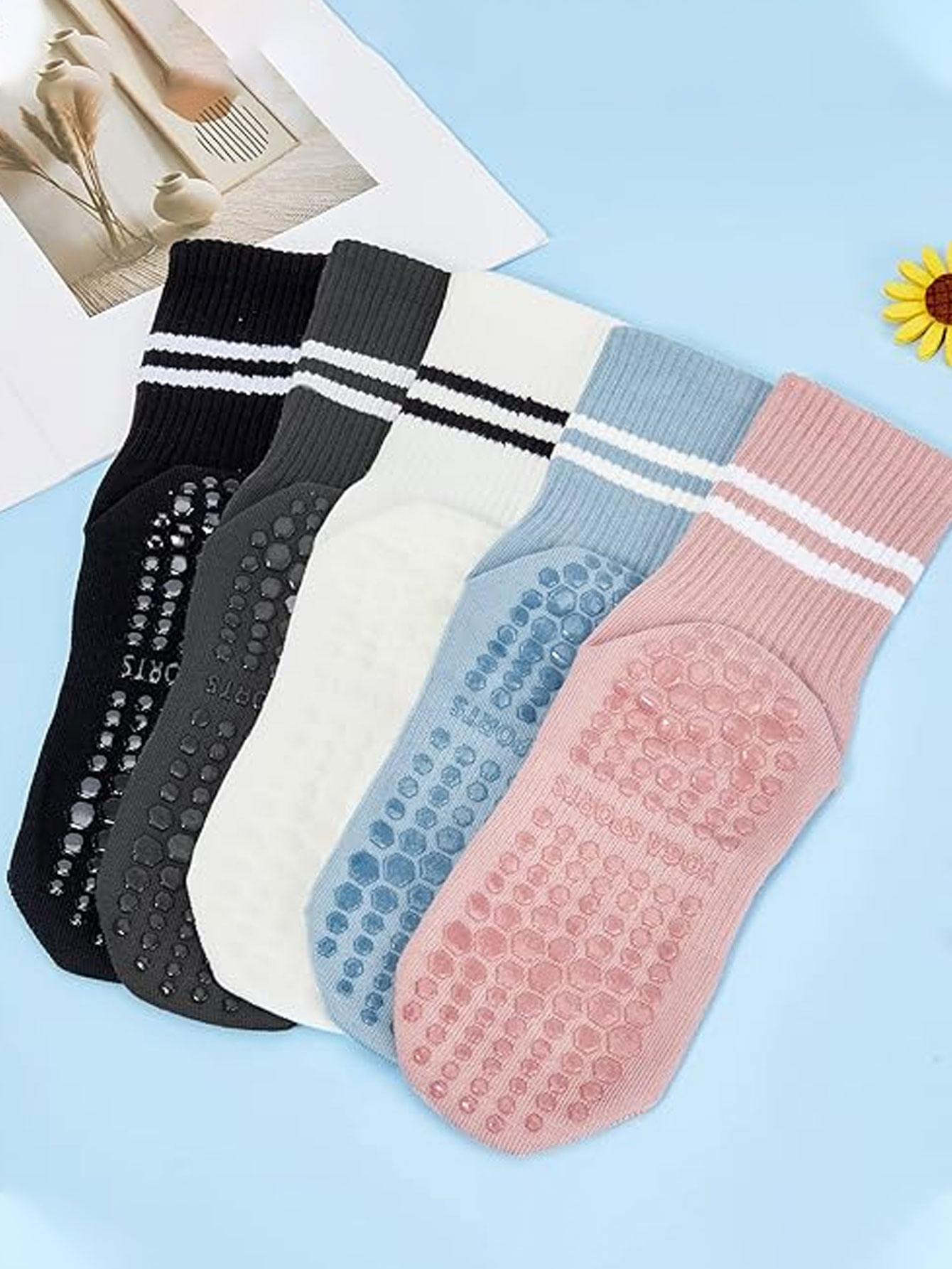 3 Pairs of Yoga Socks, Non-Sli - огляд і ціна Pilates Yoga Fitness